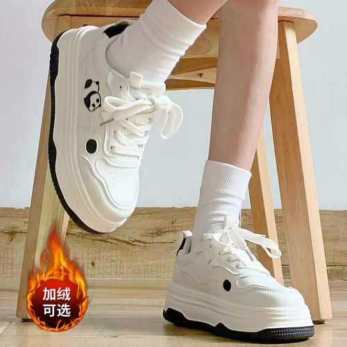 森马厚底秋冬加绒小白鞋女二棉鞋