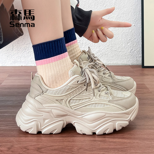森马秋季新款厚底增高老爹鞋女款