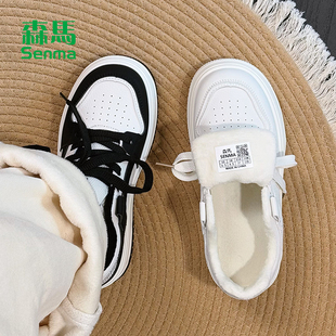 森马加绒小白鞋女款2026新款厚底运动板鞋爆款休闲二棉鞋子女冬季