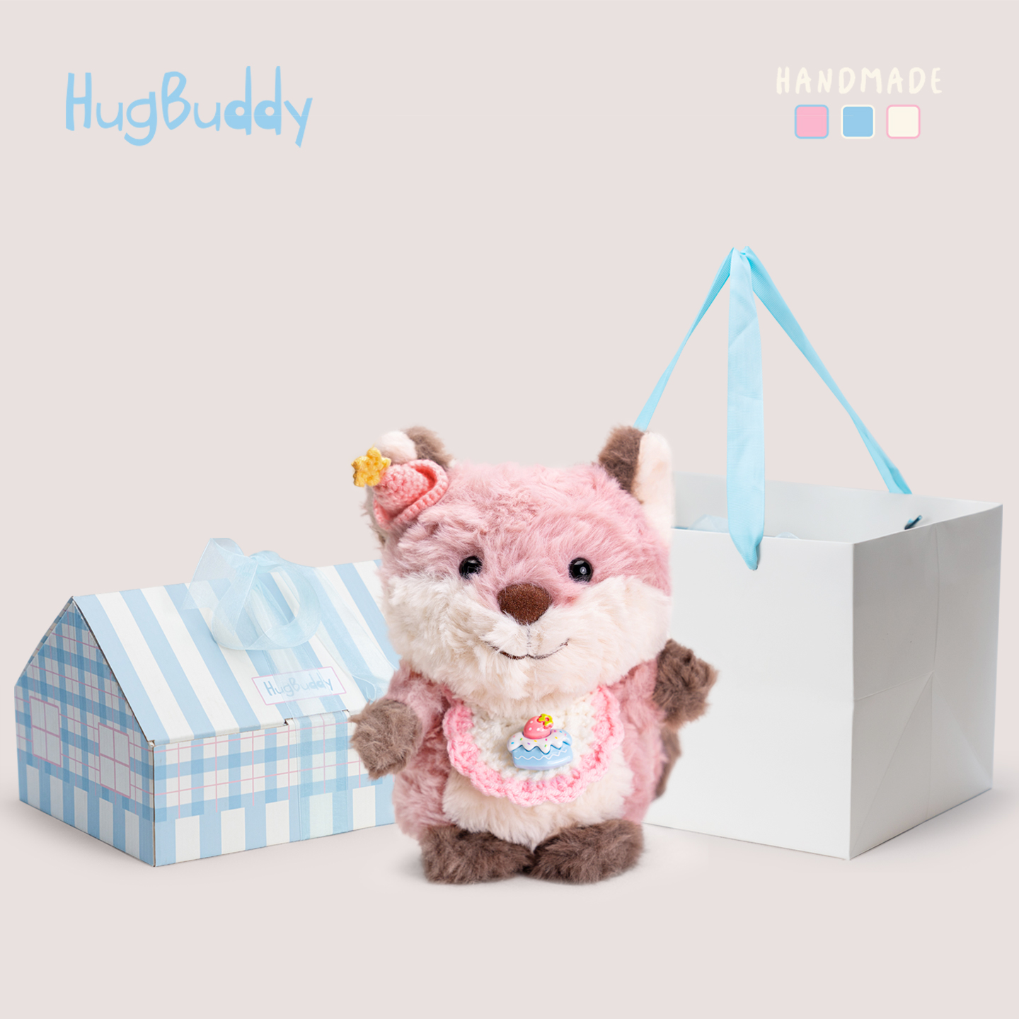 hugbuddy抱抱布迪小狐狸桃桃毛绒挂件可爱钥匙扣挂饰公仔娃娃玩偶