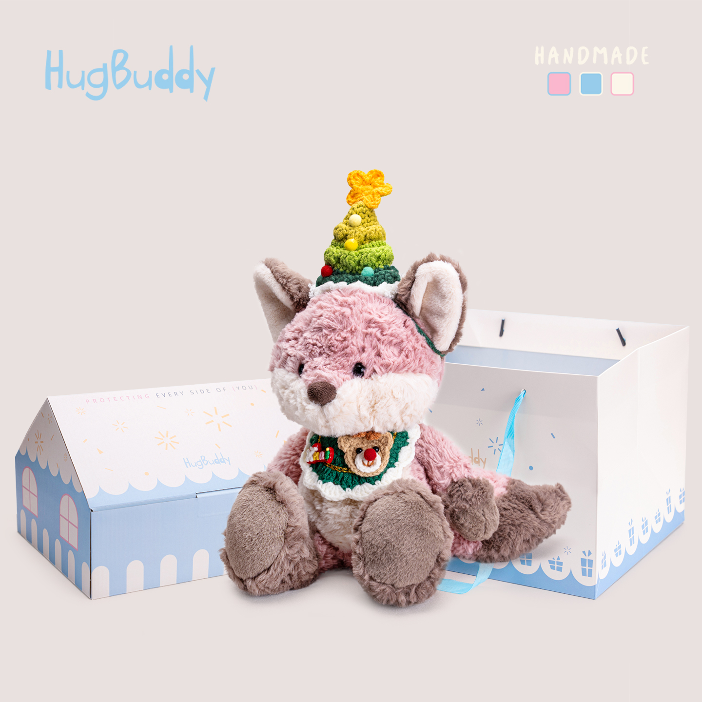 hugbuddy抱抱布迪狐狸玩偶安抚毛绒公仔玩具圣诞麋鹿套装生日礼物