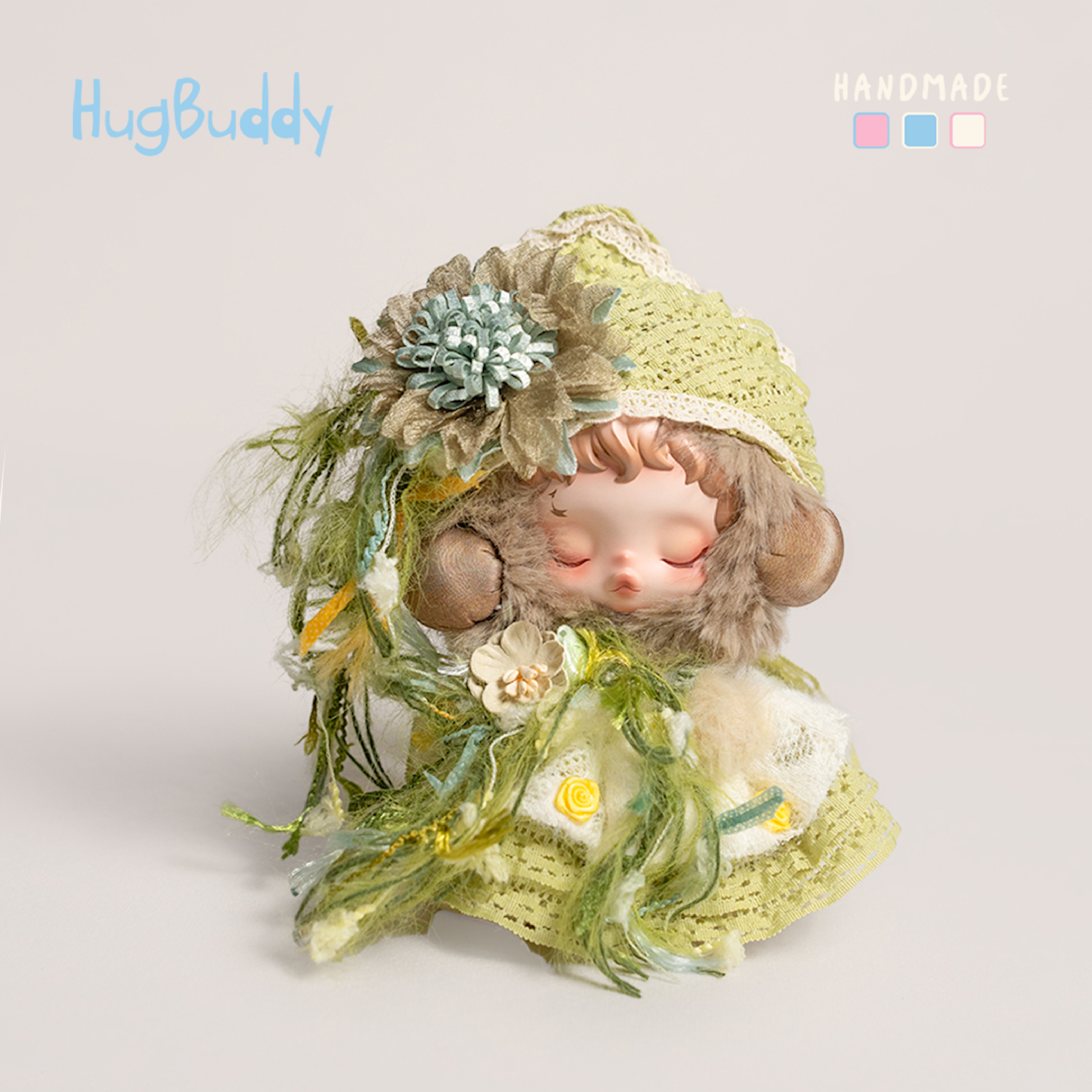 泡泡玛特纯手工光织园sp沐木娃衣毛绒玩偶公仔挂件衣服原创头饰绿