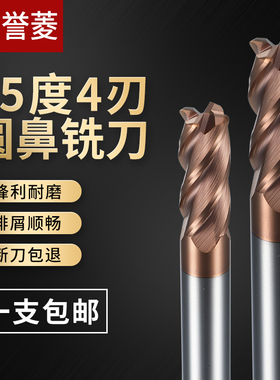 55度圆鼻铣刀4刃牛鼻刀钨钢硬质合金加长立铣刀R0.2R0.T5R1R2R3R