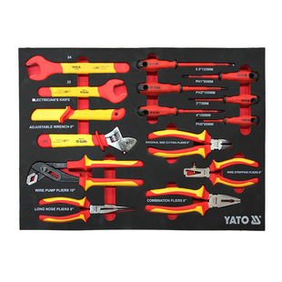 YATO/易尔拓15件套绝缘工具托盘YT-55305T2绝缘钳绝缘螺丝刀