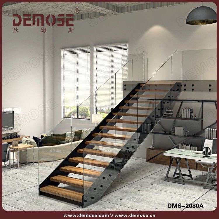 别墅简约双钢板楼梯玻璃栏杆 阳台钢化玻璃 不锈钢扶手 出口