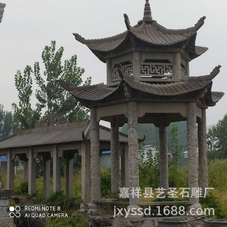 厂家定制户外仿古六角石雕凉亭