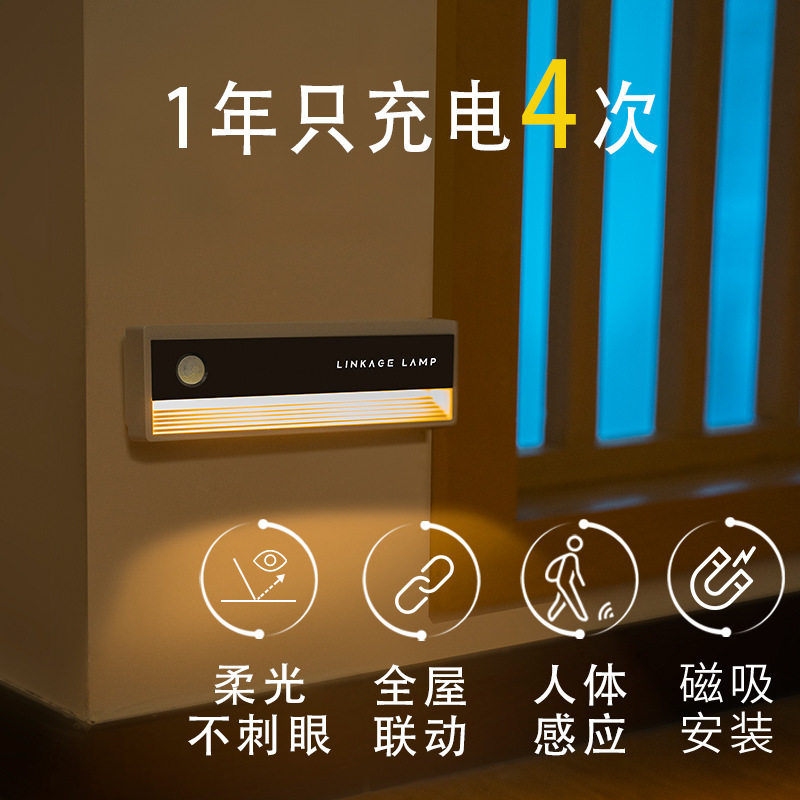 USB充电人体感应磁吸免布线夜灯