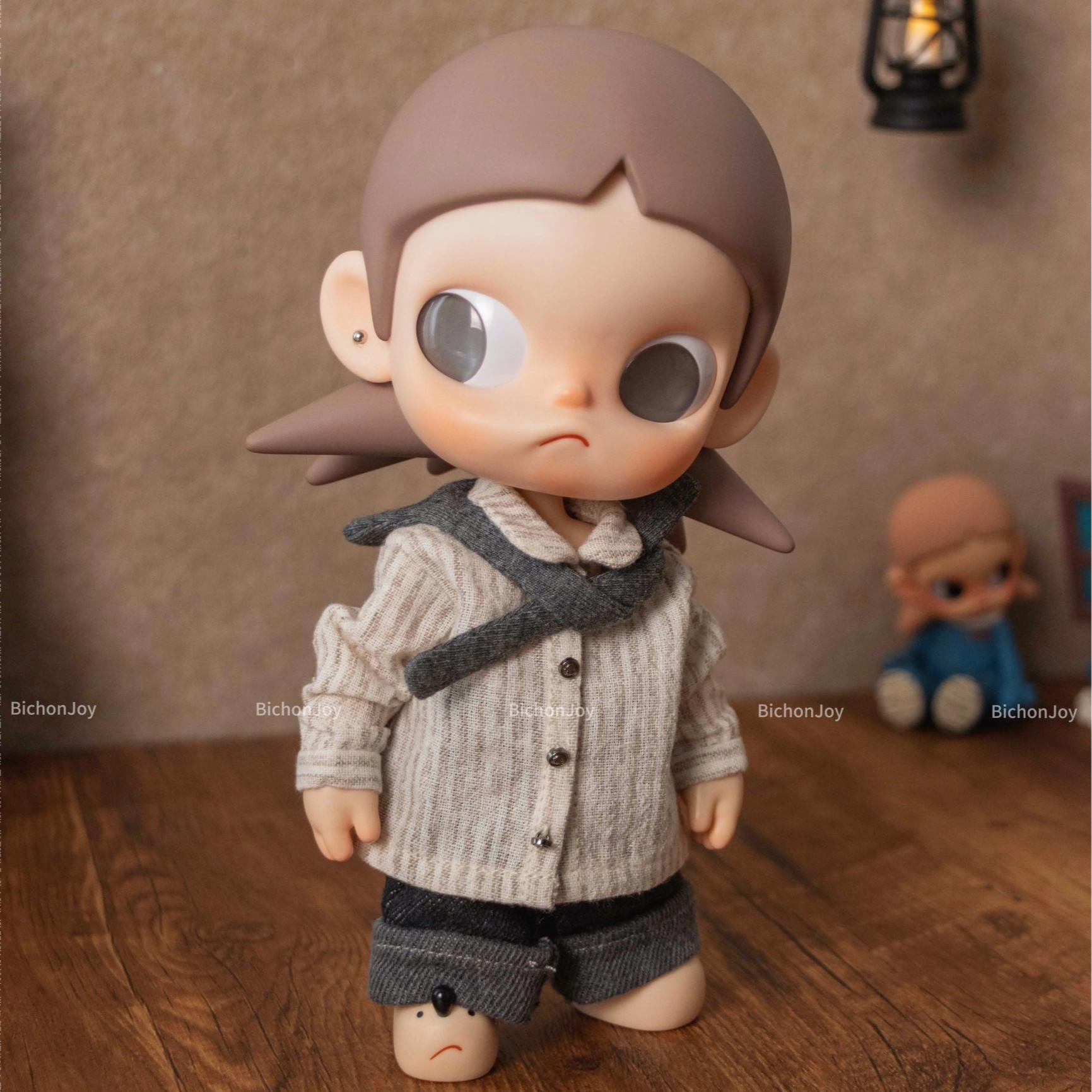 瓜瓜嘎·Zsiga娃衣1/8BJD日系休闲通勤套装格纹衬衫围巾牛仔裤