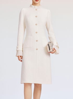 【绵羊毛】珂奈禾拉秋冬泡泡袖通勤淑女名媛高腰连衣裙RF07246V1