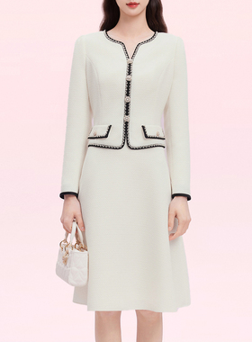 【商场同款】珂奈禾拉通勤秋冬款气质香风假两件连衣裙RF07113V1