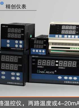 皓仪两通道温控仪KCMR-XJ21AGRS导轨式接2组4-20mA输出SSR带通讯
