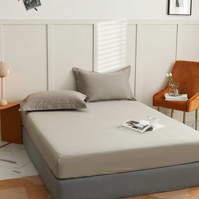 100支亲肤磨毛简约纯色纯棉单床笠全棉床罩纯棉席梦思保护套床上