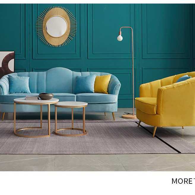 北欧轻奢丝绒沙发简约小户型客厅影楼双人三人布艺售楼处沙发现货