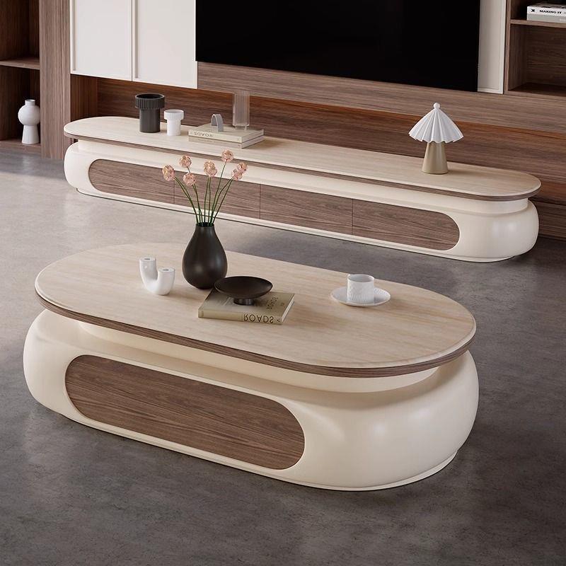 椭圆形新款轻奢创意茶几现代简约组合客厅家用小户型奶油意式高级