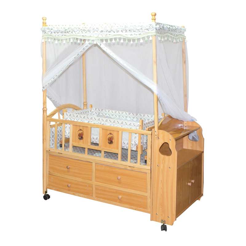 婴儿床实木原木色宝宝床新生儿小床多功能bb摇篮床儿童床拼接大床