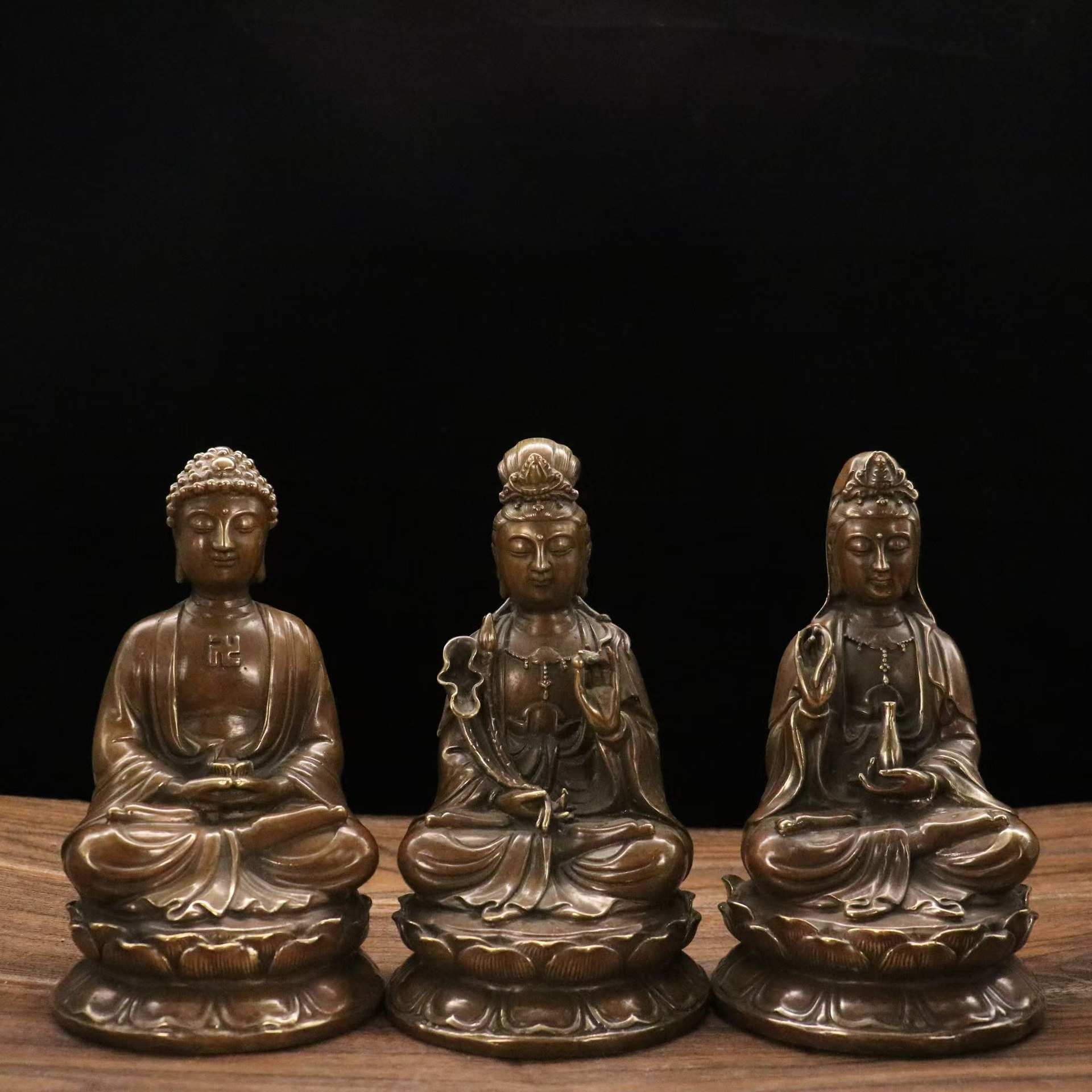 仿古铜南海观世音摆件家居客厅办公室桌面摆放中式创意装饰工艺品