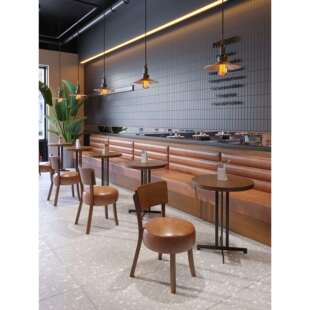 实木奶茶店咖啡厅桌椅组合幸运商用休闲甜品店西餐厅餐饮卡座沙发