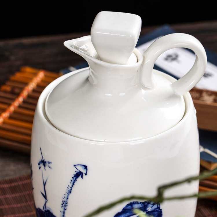 陶瓷温酒壶一斤装烫酒壶中式大号家用暖酒器黄酒杯密封酒瓶