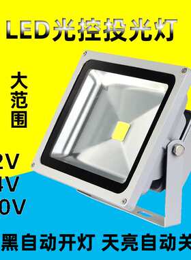 ?led纯光控投光灯12V220V户外庭院照明防水监控感应射灯天黑即亮