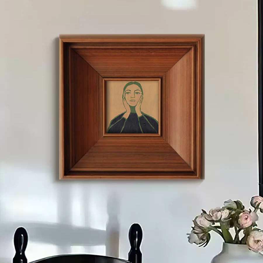 法式小众艺术客厅装饰画北欧复古中古风玄关卧室走廊人物肖像挂画图片