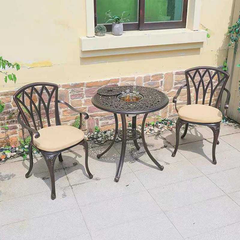 铸铝冰桶桌户外饮料小桌子茶几聚会两用露天铝合金防晒啤酒圆台