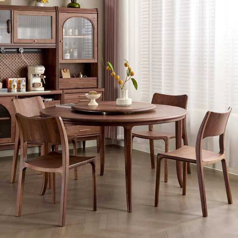 北欧黑胡桃木餐桌椅组合大小户型圆形饭桌带转盘圆桌餐厅实木家具,基础建材,亚克力板,淘宝优惠券,粉丝福利购,淘宝优惠卷