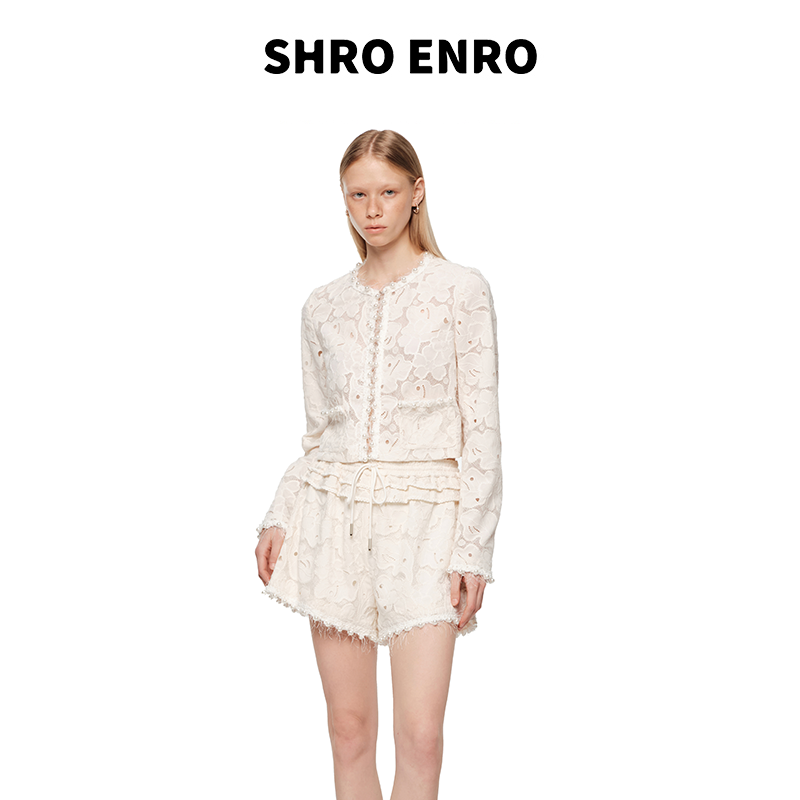 SHROENRO25秋季镂空蕾丝钉珠套装