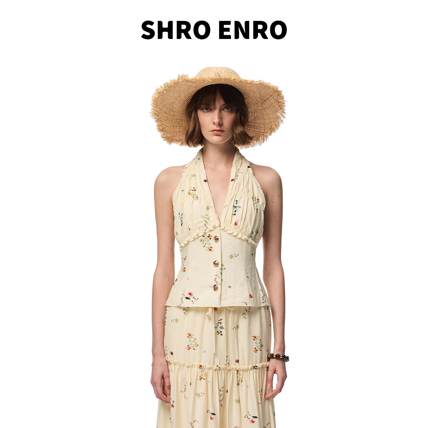 徐紫茵同款 SHRO ENRO 26夏季新款法式度假风碎花V领吊带背心上衣