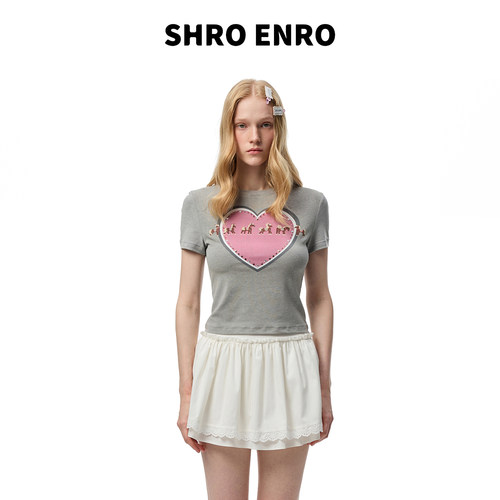 SHROENRO爱心小马T恤短款上衣