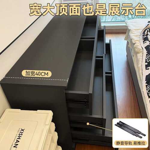 斗柜家用卧室床尾收纳储物柜轻奢意式客厅抽屉黑色五斗柜