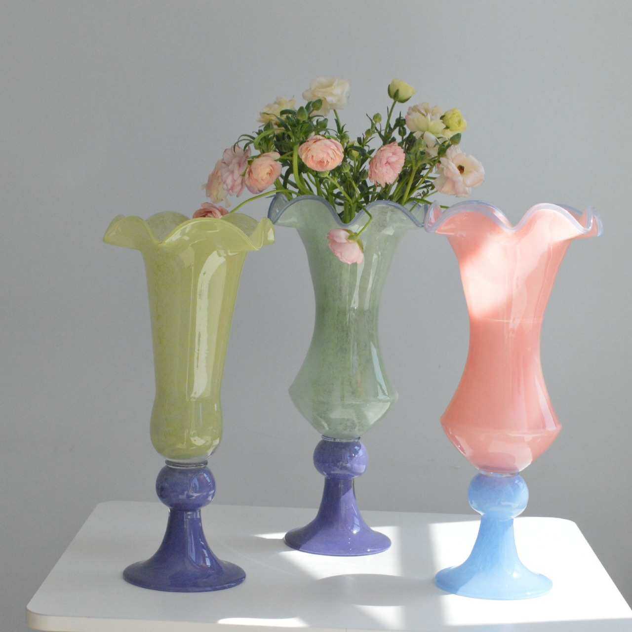 Vintage复古风中古法式餐桌花瓶手工琉璃高脚花器摆件插花装饰品,机械设备,其他机械设备,淘宝优惠券,粉丝福利购,淘宝优惠卷