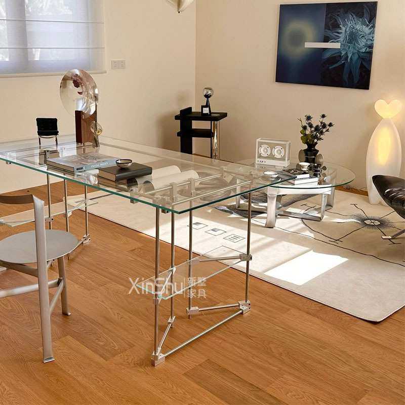 中古风ins风办公桌长方形会议桌子设计师网红不锈钢玻璃餐桌极简,金属材料及制品,其他金属制品,淘宝优惠券,粉丝福利购,淘宝优惠卷
