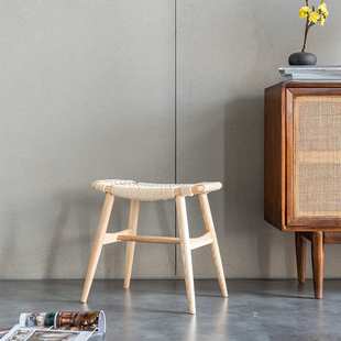 北欧实木编绳换鞋凳凳简约现代化妆凳餐厅小凳子小户型餐凳脚蹬