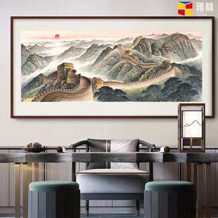 定制青绿山水吴广现代简约客厅背景墙挂画办公室风景装饰国画