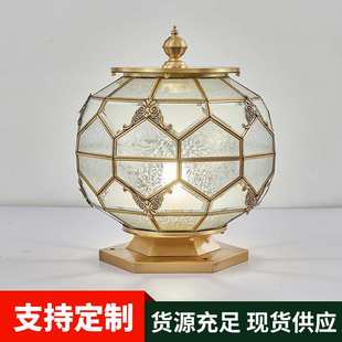 户外太阳能柱头灯防水LED庭院灯花园别墅围墙圆形柱子灯厂家供应