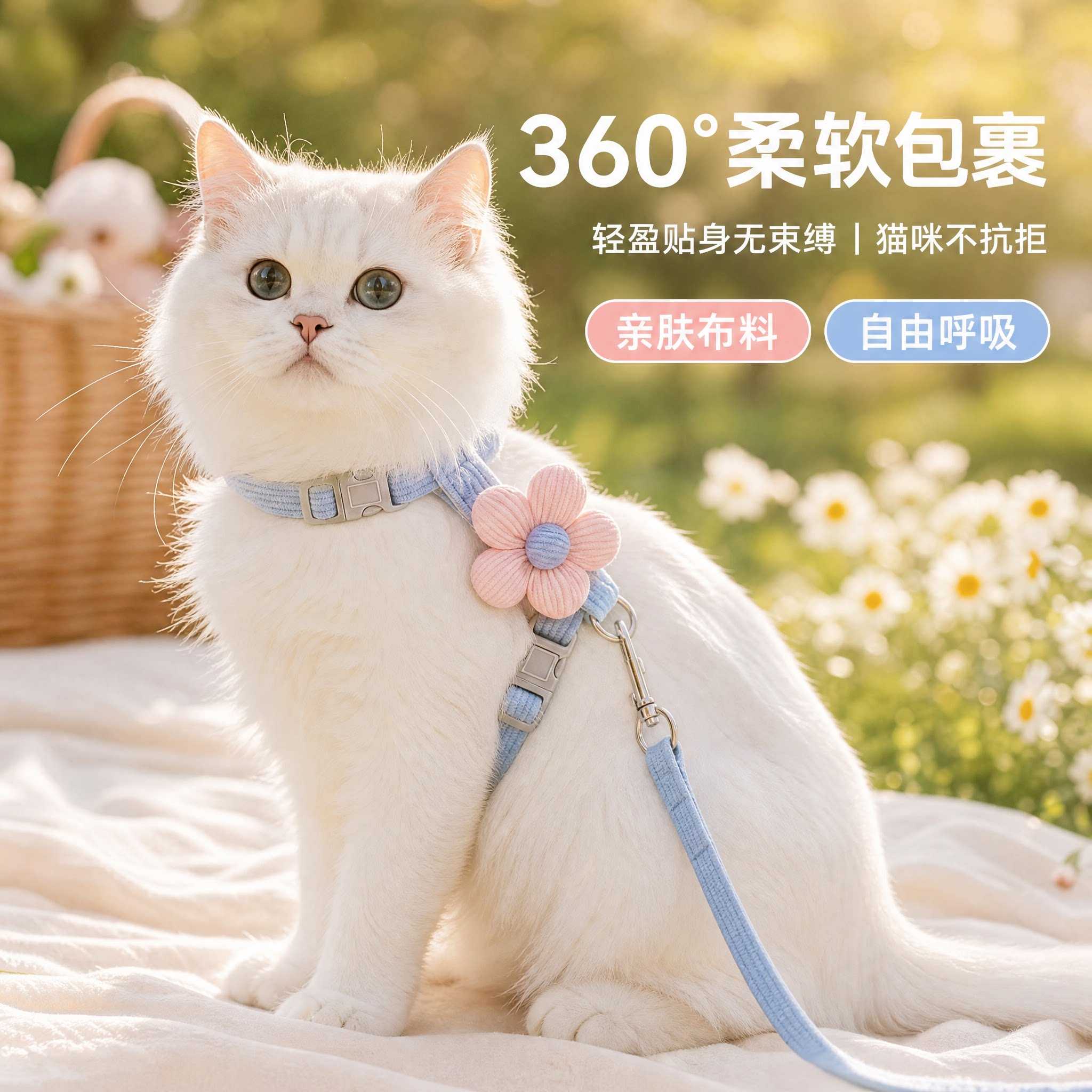 宠物猫咪牵引绳外出防挣脱专用猫绳不勒脖遛猫神器小型犬狗狗绳子