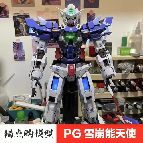 大班pg雪崩能天使00手办带灯组战损地台斩舰刀拼装高达模型玩具