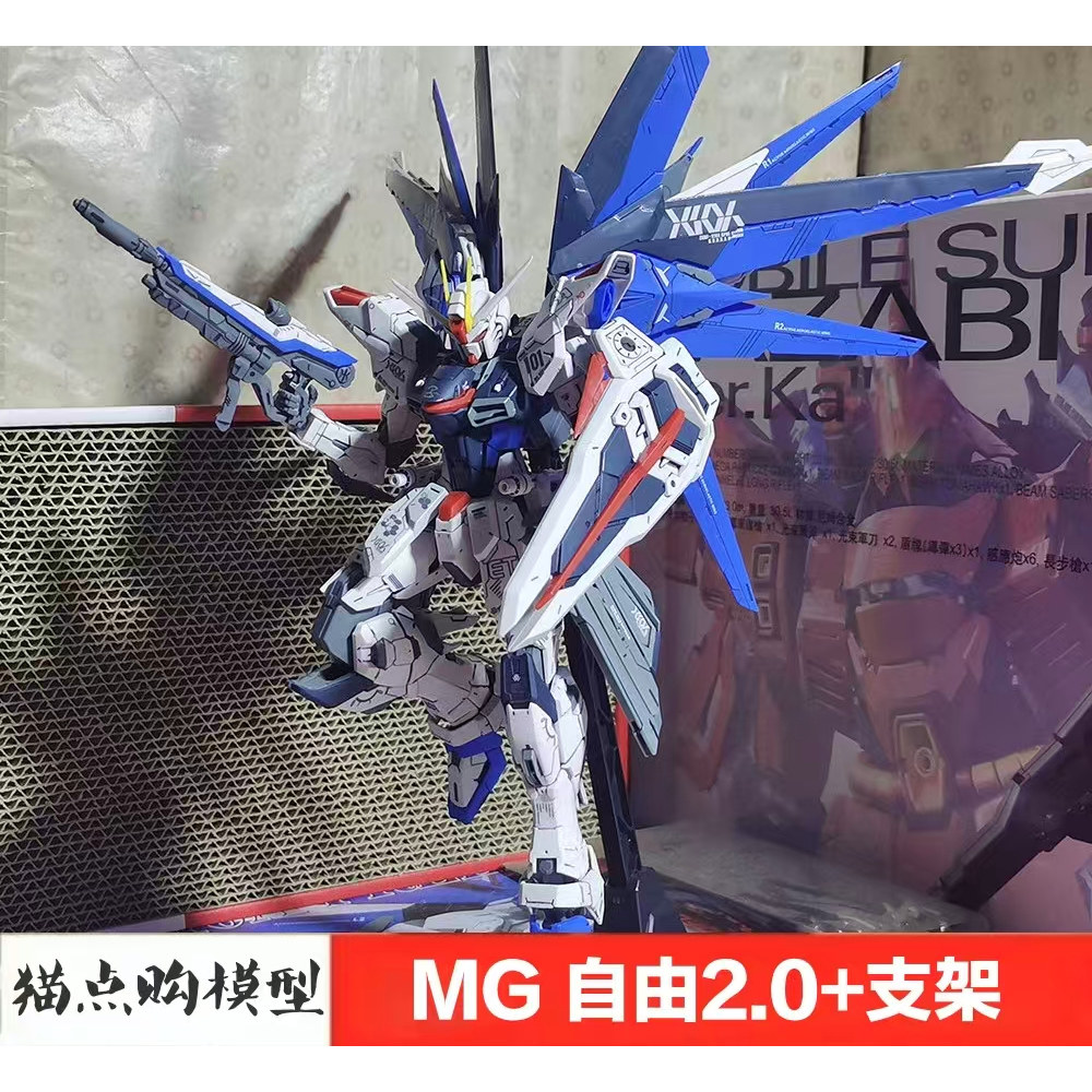 大班6650彩盒版MG自由2.0支架水贴1/100拼装手办高达模型男生玩具
