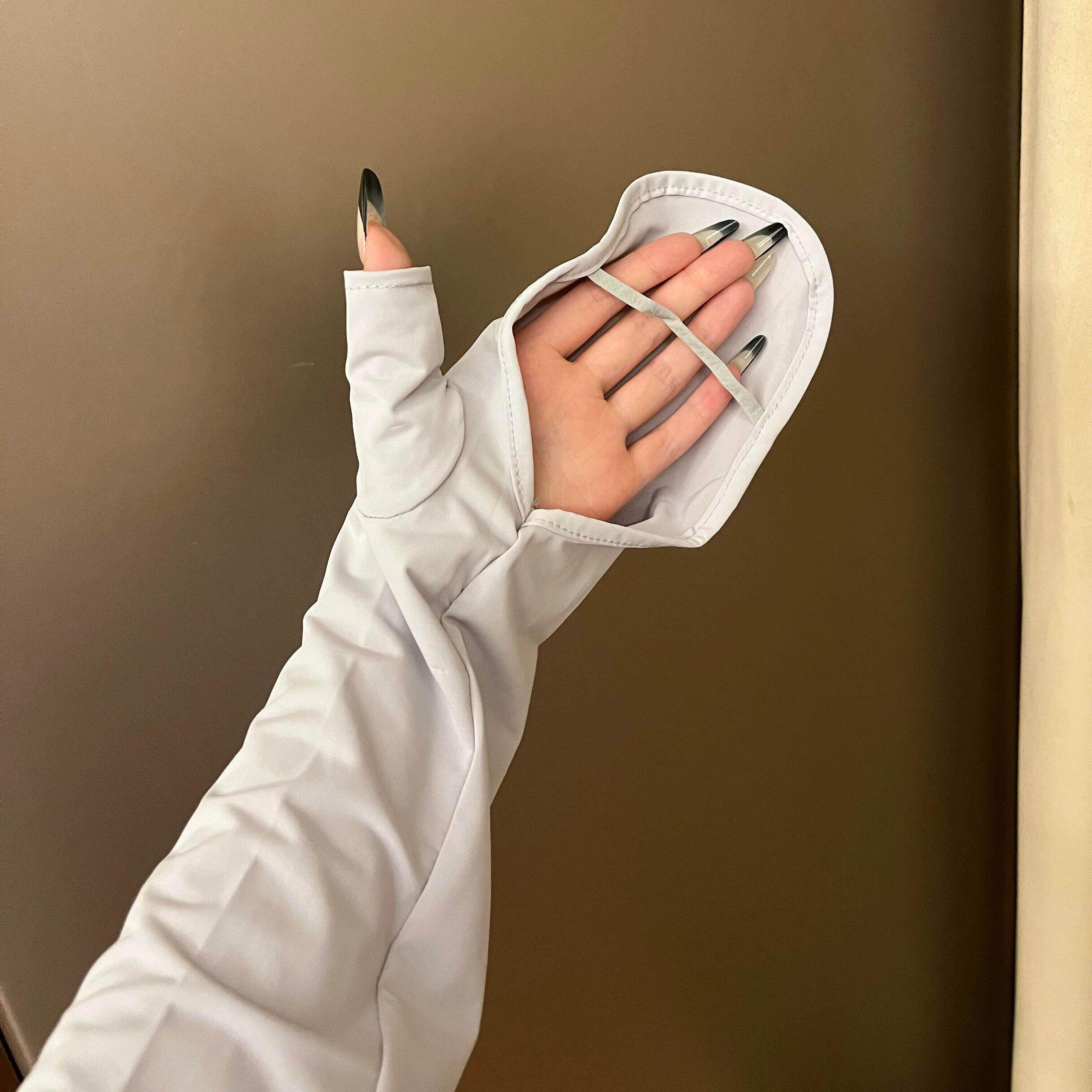 防晒手套冰袖一体夏日户外骑车抗UV女生宽松全包高弹凉感袖套