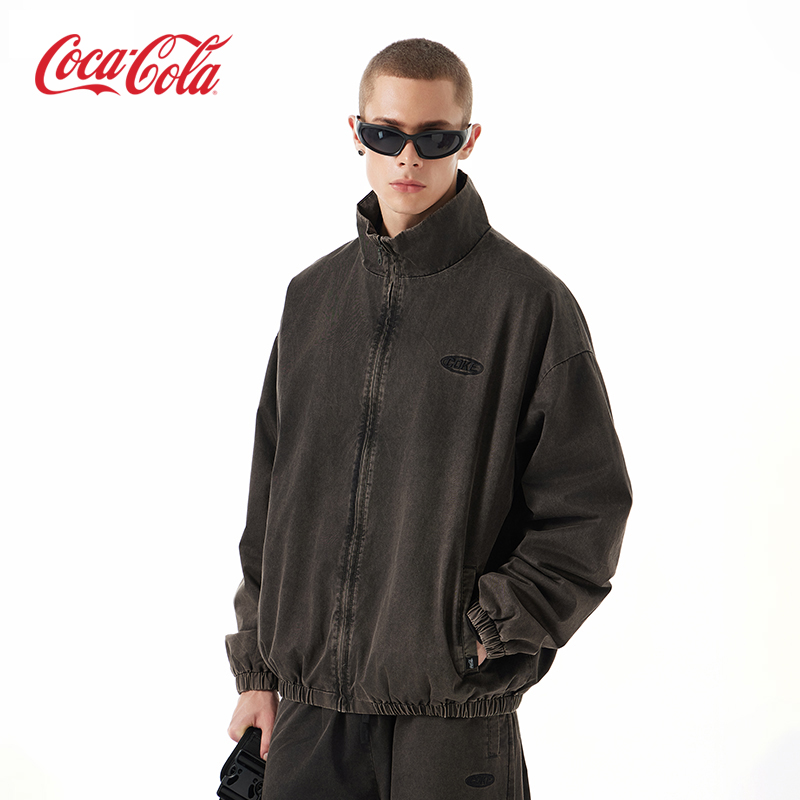 Coke可口可乐打褶立领外套夹克