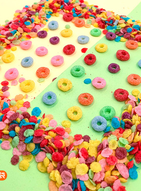 五彩果味麦圈彩色水果麦片麦脆麦碎蛋糕装饰插件摆件甜品原料配料