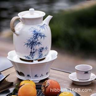 陶壶碳炉苏打釉青花竹石煮茶壶明火炭火双用家用围炉 新品