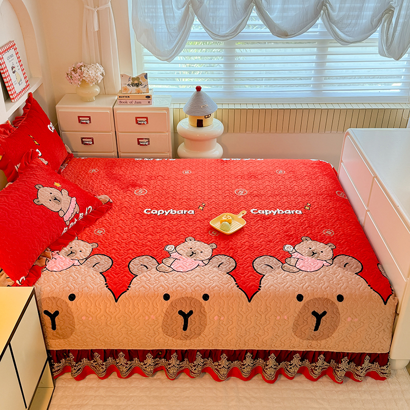 牛奶绒榻榻米床盖加厚防滑绒面床单单件大炕盖炕套罩农村灶垫炕单