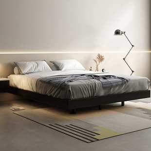 无床头悬浮床诧寂风主卧轻奢现代简约带感应灯悬空床架实木双W18