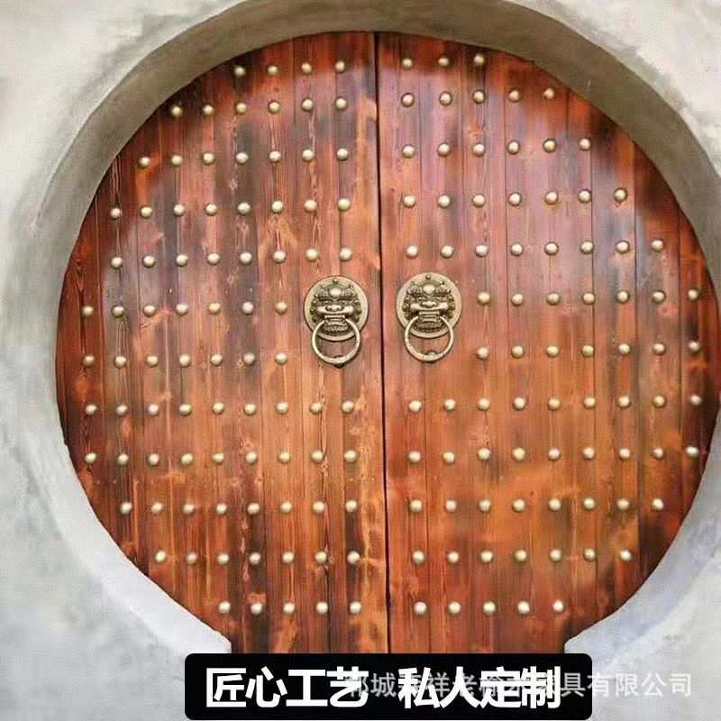 大门双开门实木农村别墅大门进户门老榆木新中式仿古庭院大门