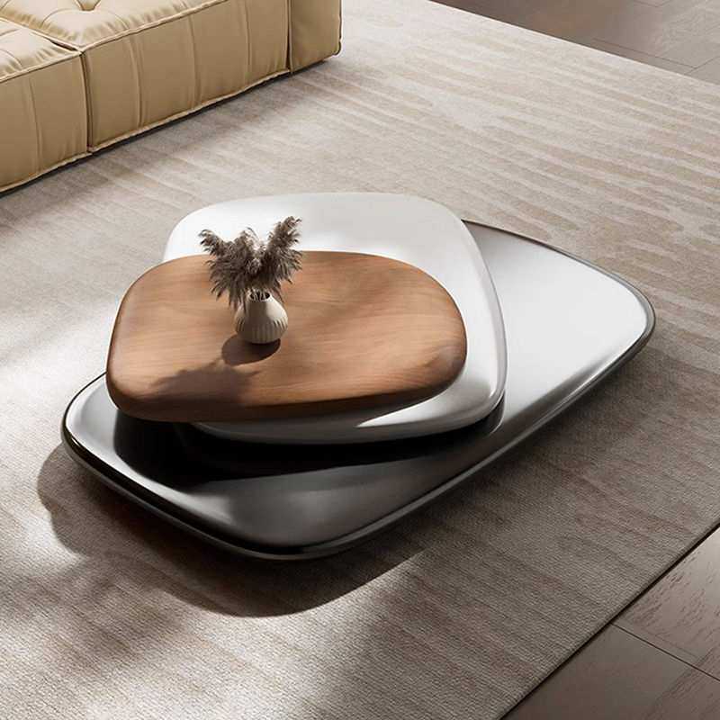 设计师现代网红高级鹅卵石茶几网红爆款阳台意式轻奢茶几家用客厅