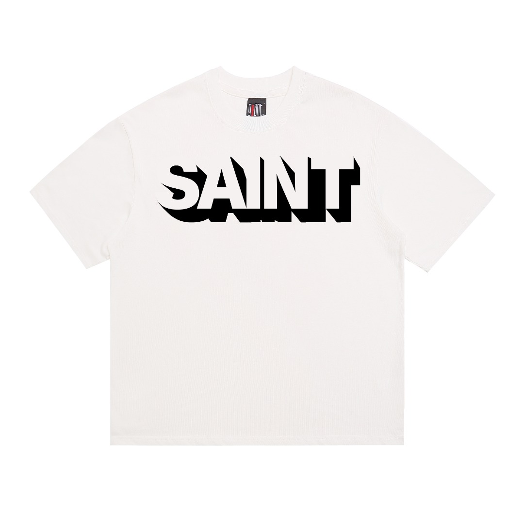 Saint Michael街舞潮牌立体字母印花短袖T恤棉复古打底衫欧美高街