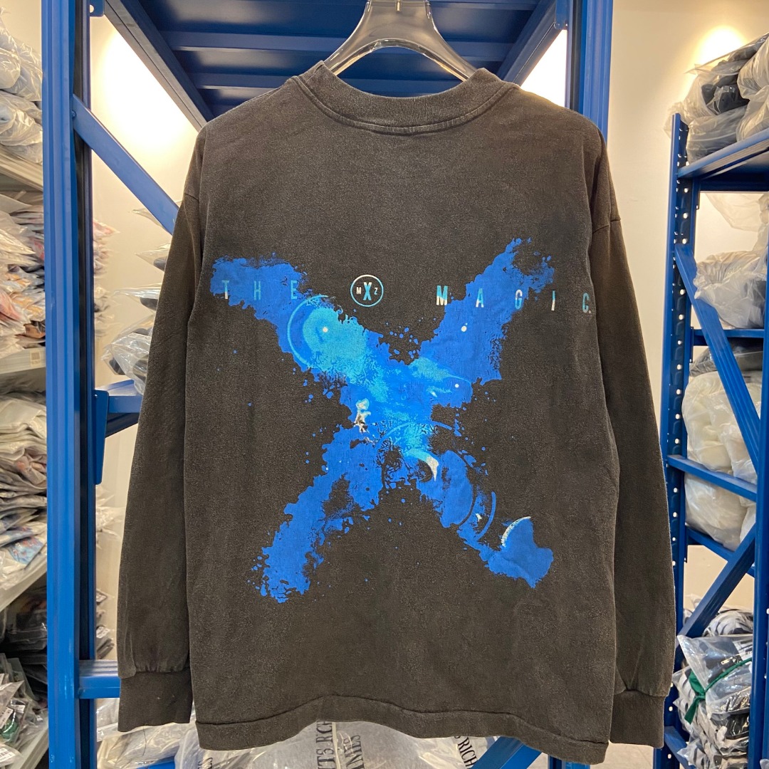 美潮Saint Michael X档案字母印花复古风洗水做旧宽松短袖长袖T恤