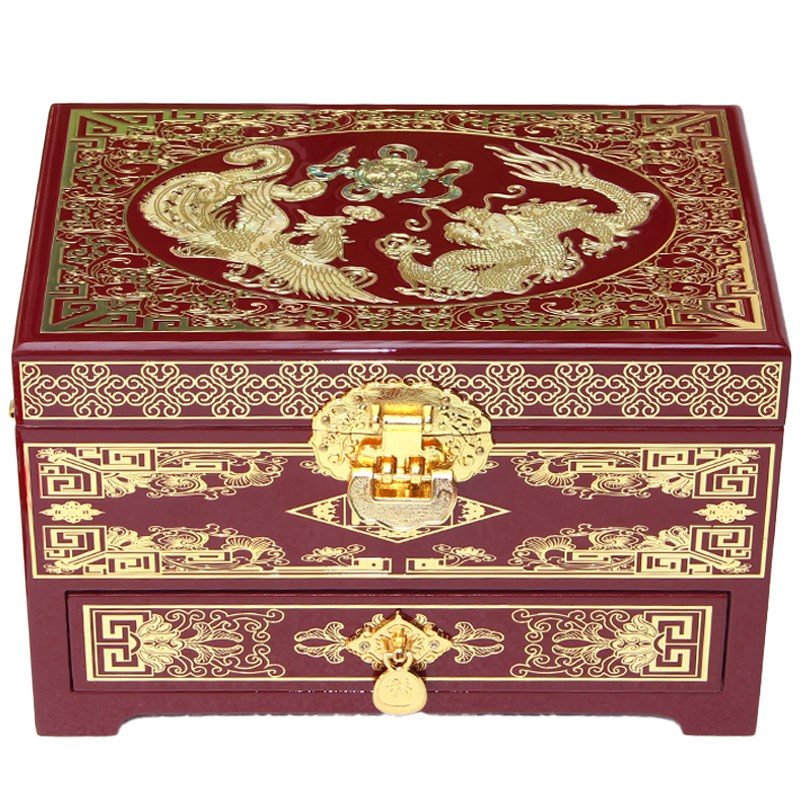 铜丝镶嵌首饰盒j螺钿漆器首饰盒中式梳妆盒高档陪嫁妆奁盒结婚礼