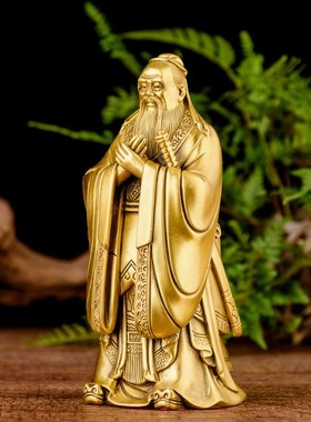 纯铜孔子雕d像摆件孔夫子铜像雕塑纪念品客厅书房送老师礼品孔子